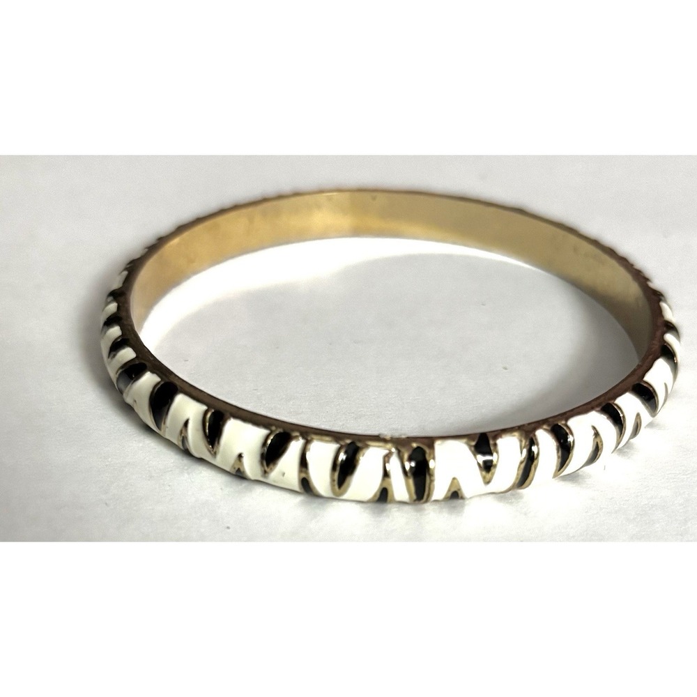 Enameled‎ Black and White Zebra Bangle